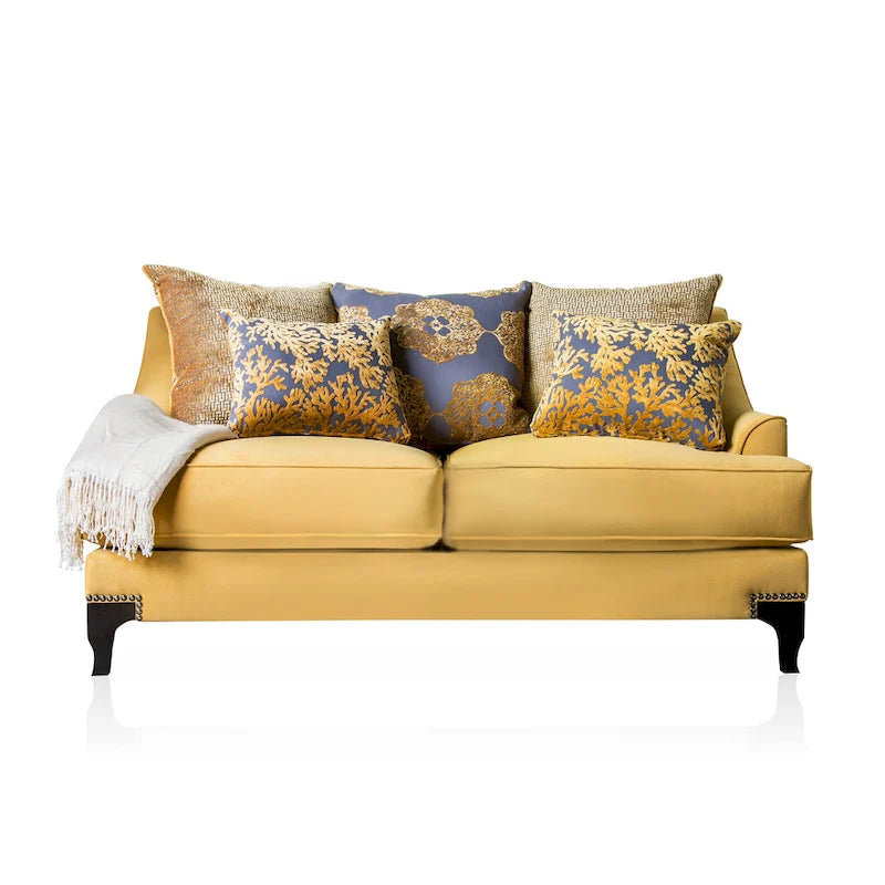 Gisc Contemporary Fabric Padded Nailhead Loveseat by Furniture of America