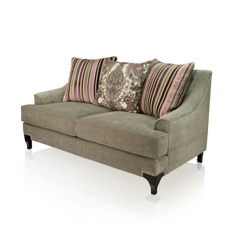 Gisc Contemporary Fabric Padded Nailhead Loveseat by Furniture of America