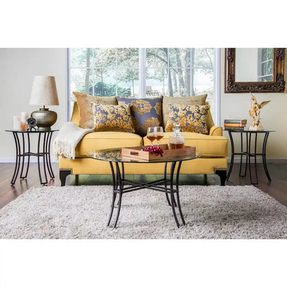 Gisc Contemporary Fabric Padded Nailhead Loveseat by Furniture of America