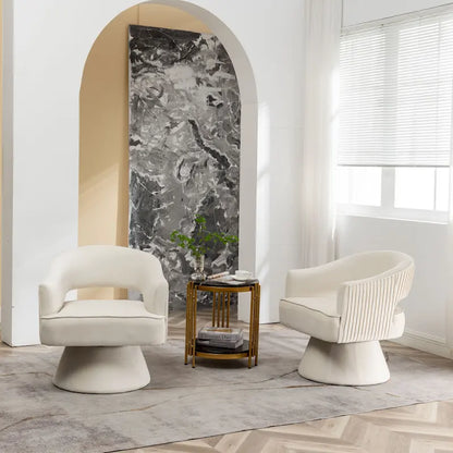 SEYNAR Modren Velvet 360 Degree Swivel Accent Arm Barrel Chair Set of 2 for Living Room