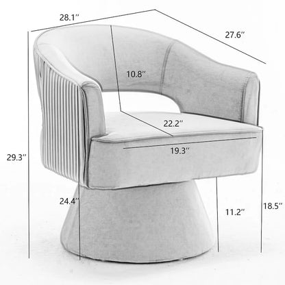 SEYNAR Modren Velvet 360 Degree Swivel Accent Arm Barrel Chair Set of 2 for Living Room