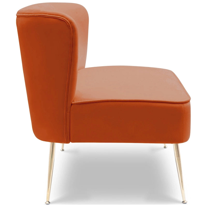 Farrah Upholstered Velvet Polyester 46 Wide Loveseat - Armless/ Scalloped Back