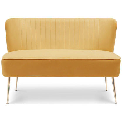 Farrah Upholstered Velvet Polyester 46 Wide Loveseat - Armless/ Scalloped Back