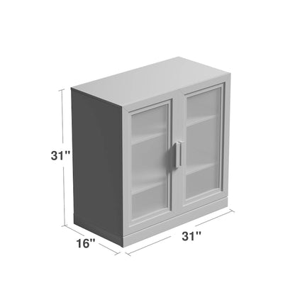 Solid Wood Storage Cabinet with two Glass Doors 31
