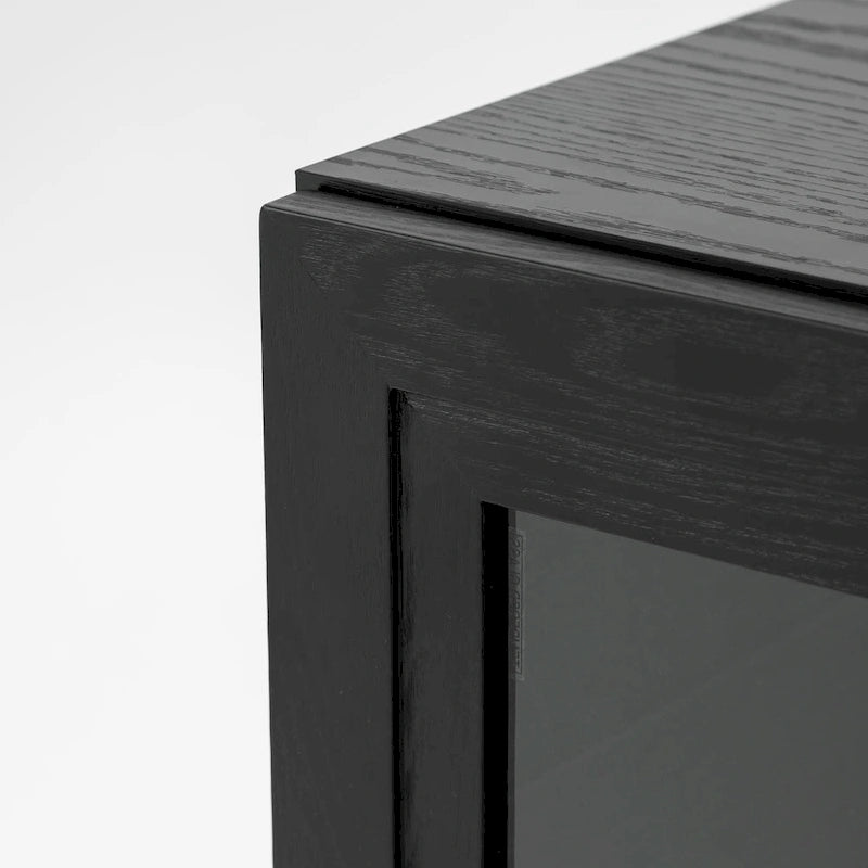 Solid Wood Storage Cabinet with two Glass Doors 31