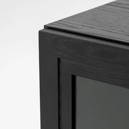 Solid Wood Storage Cabinet with two Glass Doors 31