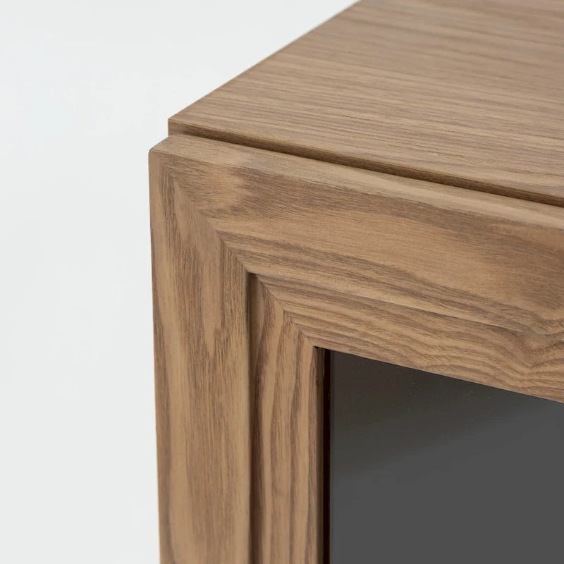 Solid Wood Storage Cabinet with two Glass Doors 31