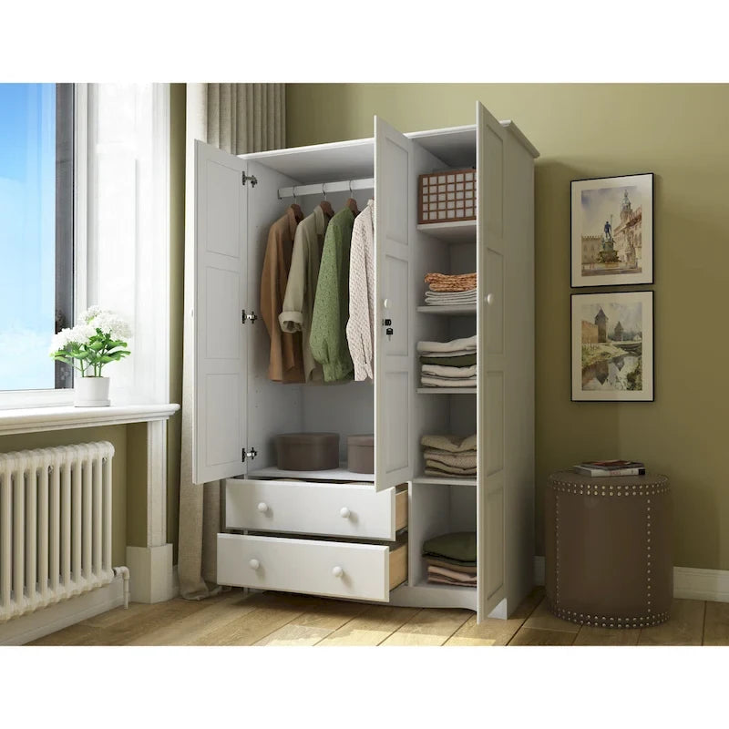 Palace Imports 100% Solid Wood Grand Wardrobe Armoire