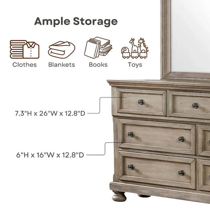 Nahkohe Transitional Grey Wood 3-Piece Storage Sleigh Bed, Nightstand and Dresser Set with USB by Carbon Loft