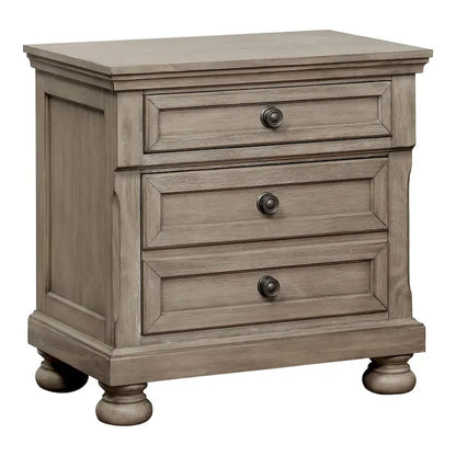 Nahkohe Transitional Grey Wood 3-Piece Storage Sleigh Bed, Nightstand and Dresser Set with USB by Carbon Loft