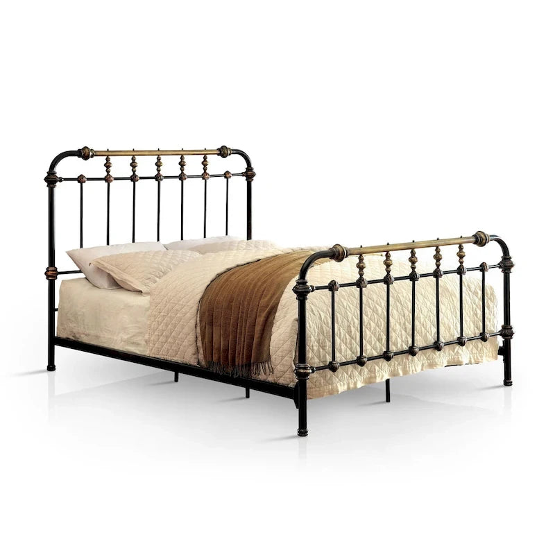 Furniture of America Pall Industial Black Metal Panel Bed