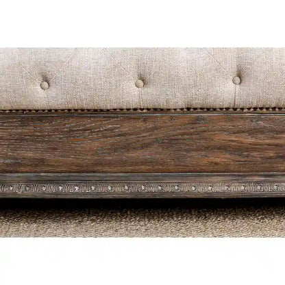 Furniture of America Brev Rustic Beige Tufted Fabric Sleigh Bed