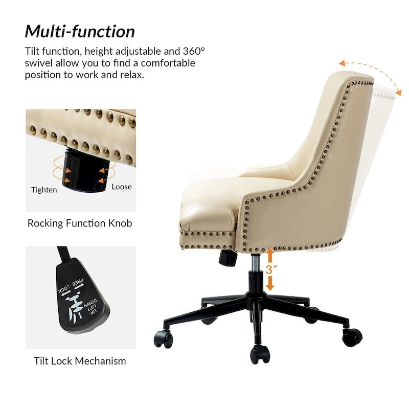 Sonia Modern Faux Leather Task Chair with Height-adjustable by HULALA HOME