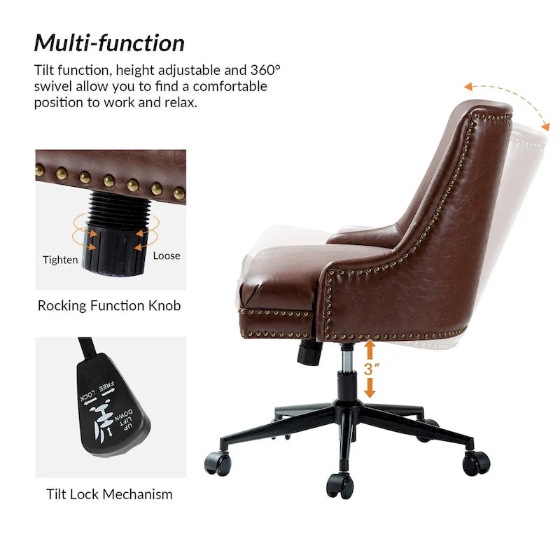 Sonia Modern Faux Leather Task Chair with Height-adjustable by HULALA HOME