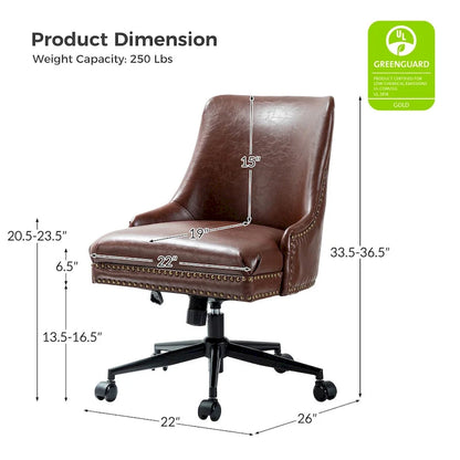 Sonia Modern Faux Leather Task Chair with Height-adjustable by HULALA HOME