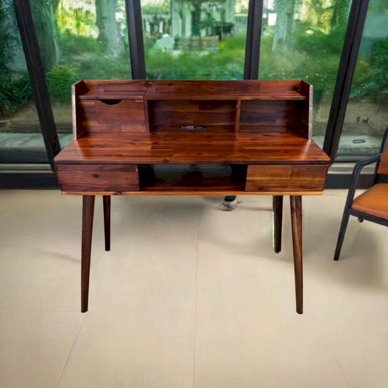 Solid Acacia Desk with Charging Station