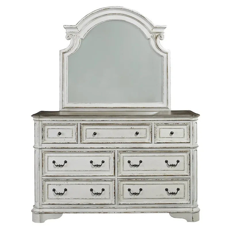 Magnolia Manor Panel Bed, Dresser and Mirror, and Nightstand Set