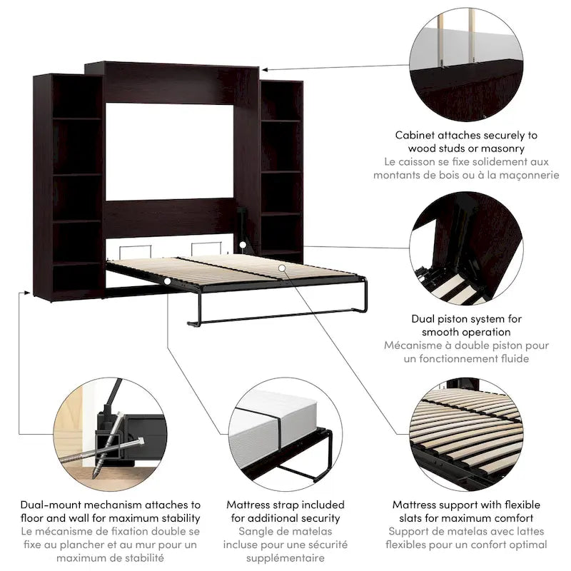 Claremont Queen Murphy Bed with Closet Organizers (105W) by Bestar