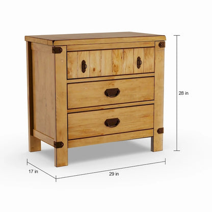 Sierren Country Wood 3-Drawer Nightstand with USB Outlet by Furniture of America