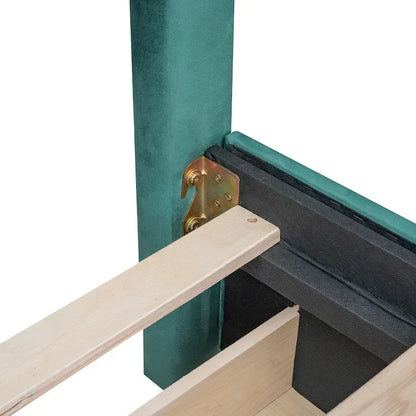 Upholstered Platform Bed with Stud Trim and 4 Drawers