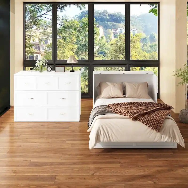 Dresser Full Murphy Bed White For Party Room Home Office Space Saving