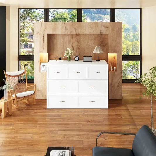 Dresser Full Murphy Bed White For Party Room Home Office Space Saving