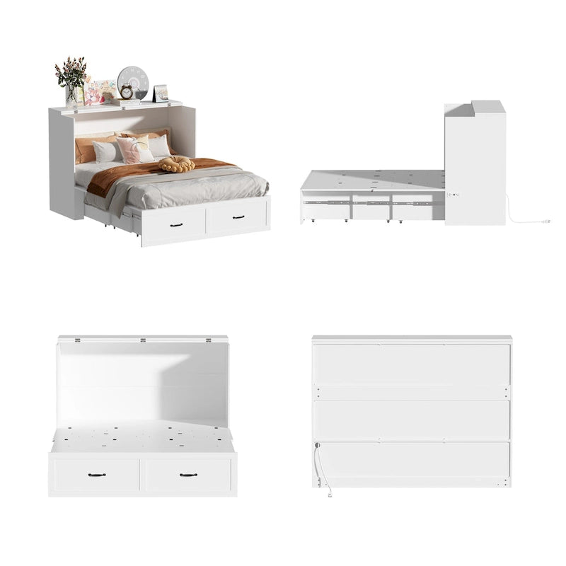 Dresser Full Murphy Bed White For Party Room Home Office Space Saving