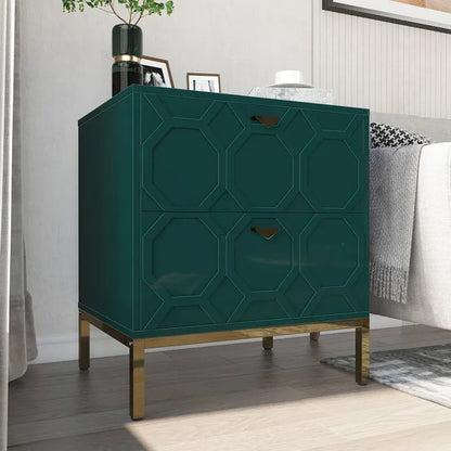 Clihome Wooden 2-Drawer Storage Nightstand