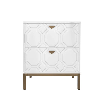 Clihome Wooden 2-Drawer Storage Nightstand