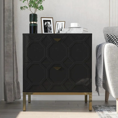 Clihome Wooden 2-Drawer Storage Nightstand