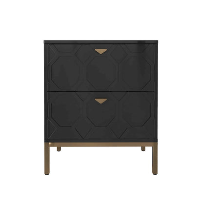 Clihome Wooden 2-Drawer Storage Nightstand
