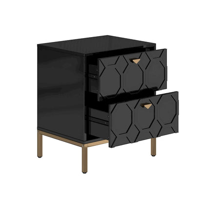 Clihome Wooden 2-Drawer Storage Nightstand