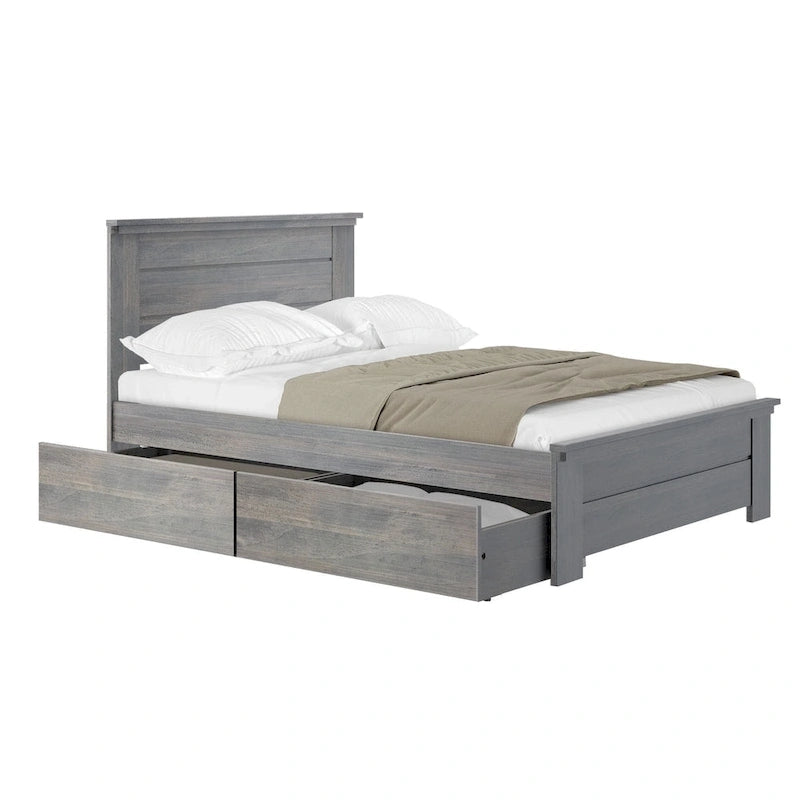 Plank and Beam Farmhouse Full Bed with Panel Headboard with Storage Drawers