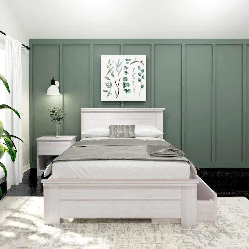 Plank and Beam Farmhouse Full Bed with Panel Headboard with Storage Drawers
