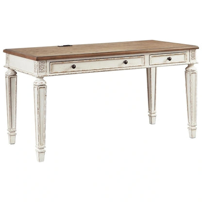 Signature Design by Ashley Realyn Ivory and Brown Wood Office Desk