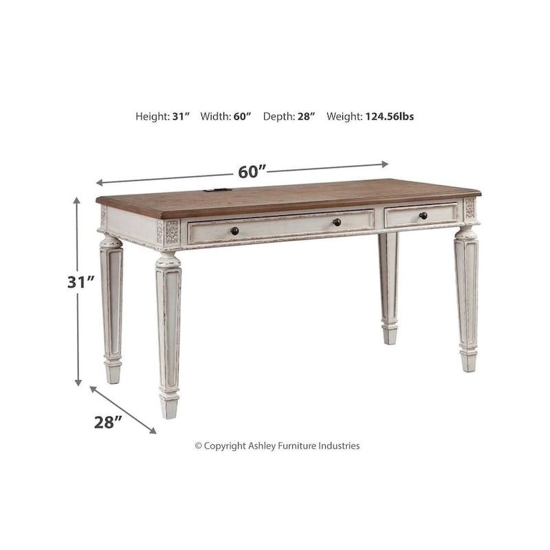 Signature Design by Ashley Realyn Ivory and Brown Wood Office Desk