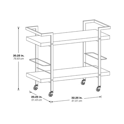 Alios Serving Cart with Gold Frame
