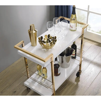 Alios Serving Cart with Gold Frame