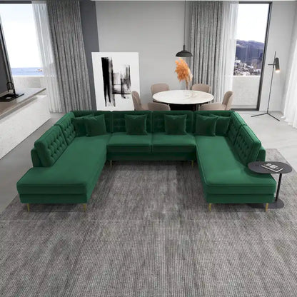 Cales Modern Living Room U-Shaped Velvet Corner Sectional Couch
