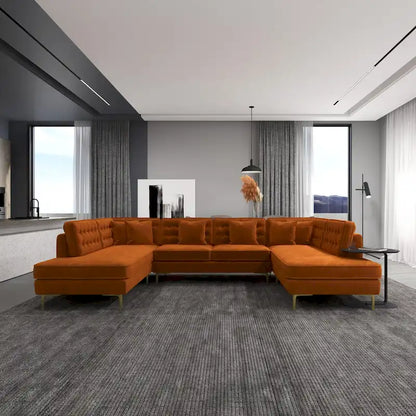 Cales Modern Living Room U-Shaped Velvet Corner Sectional Couch