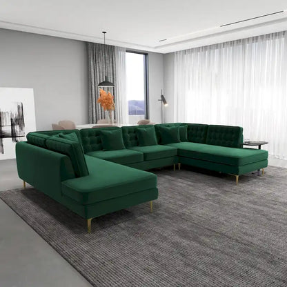 Cales Modern Living Room U-Shaped Velvet Corner Sectional Couch