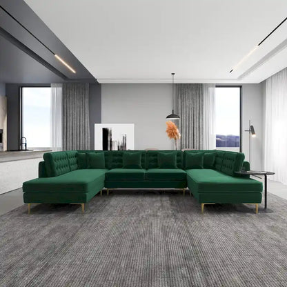 Cales Modern Living Room U-Shaped Velvet Corner Sectional Couch
