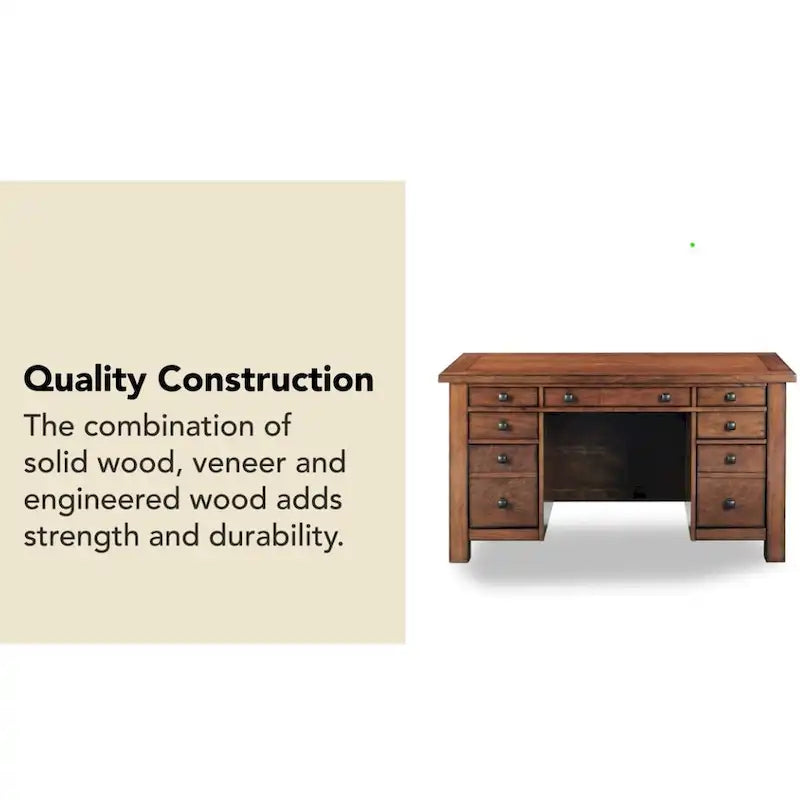 Tahoe Aged Maple 54 W Executive Pedestal Desk by Homestyles