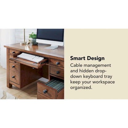 Tahoe Aged Maple 54 W Executive Pedestal Desk by Homestyles