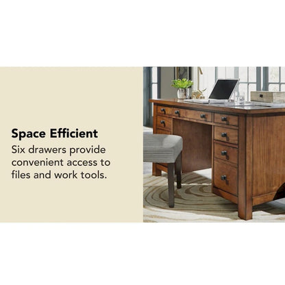 Tahoe Aged Maple 54 W Executive Pedestal Desk by Homestyles