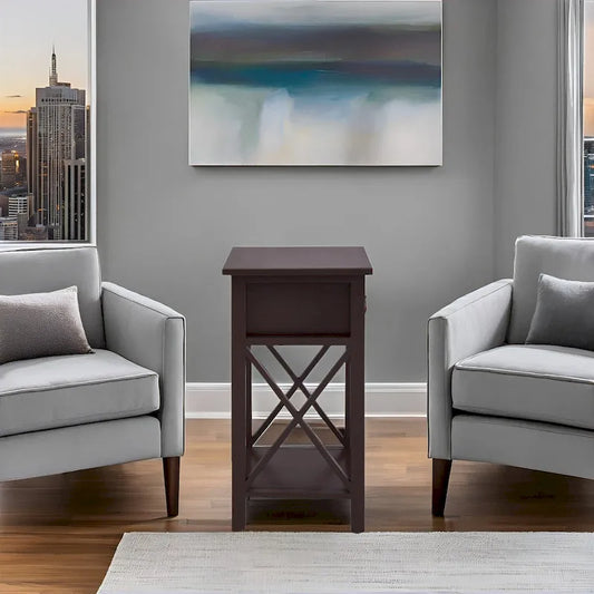 Wooden Nightstand Bedside Table with Drawer - Small Bedroom End Table for Bedrooms