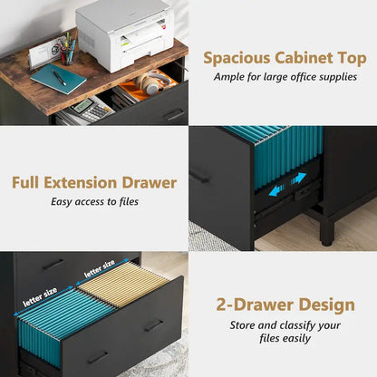 Lateral File Cabinet, 2-Drawer Filing Cabinet For Home Office