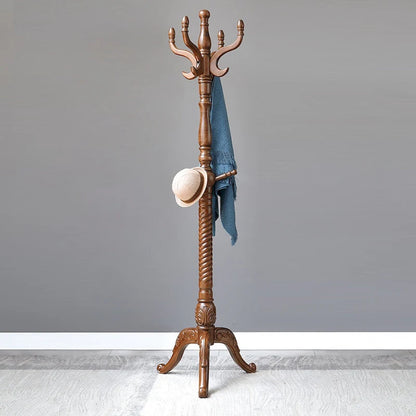 Creative Solid Ash Wood Freestanding Coat Rack with 8 Hooks