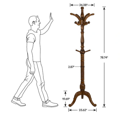 Creative Solid Ash Wood Freestanding Coat Rack with 8 Hooks