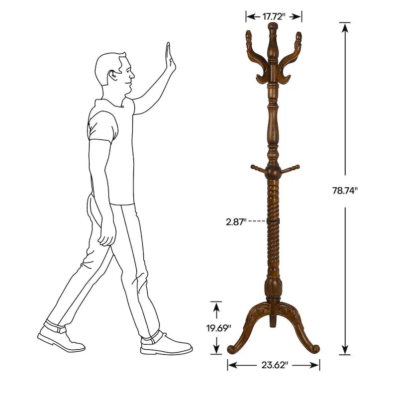 Creative Solid Ash Wood Freestanding Coat Rack with 8 Hooks